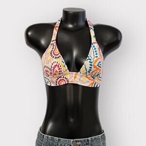 Victoria's Secret Triangle Halter Bikini Top Womens sz S Floral Swim Kidcore Hot